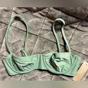J.Crew Swim Underwire Bikini Top Sage Green Rustic Willow Size 32B NWT